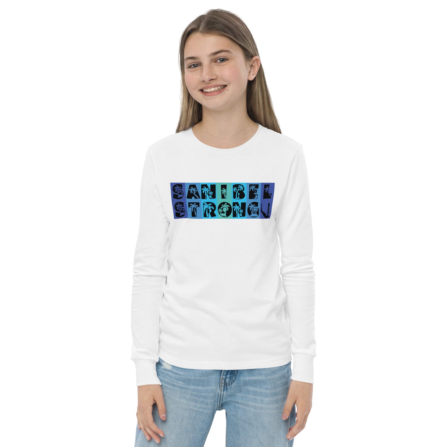 Sanibel Strong Youth Long Sleeve Shirt - Blue Design