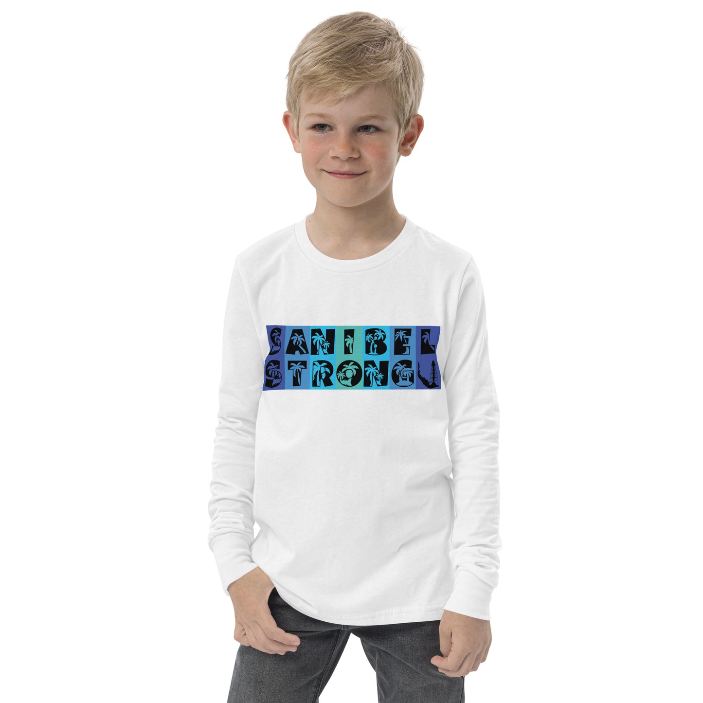Sanibel Strong Youth Long Sleeve Shirt - Blue Design