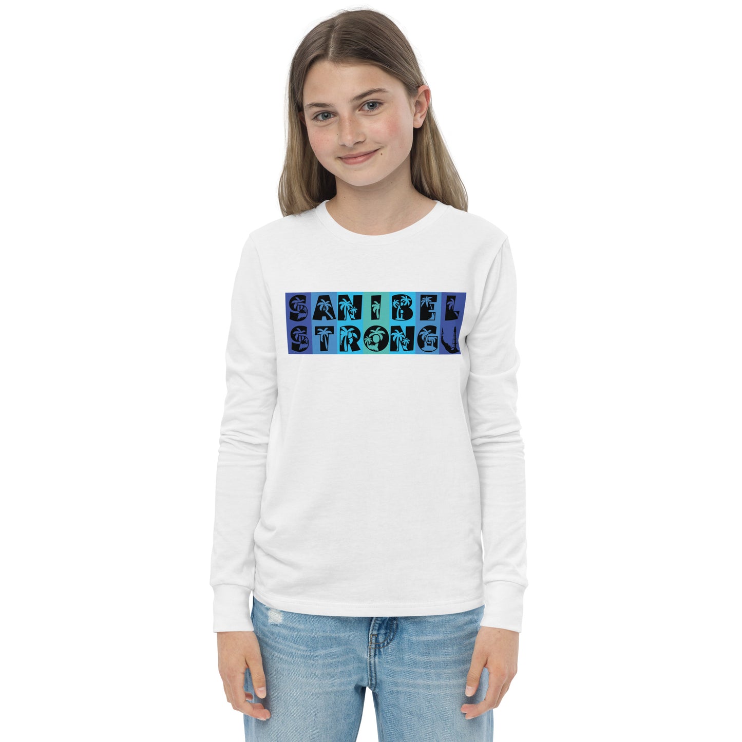 Sanibel Strong Youth Long Sleeve Shirt - Blue Design