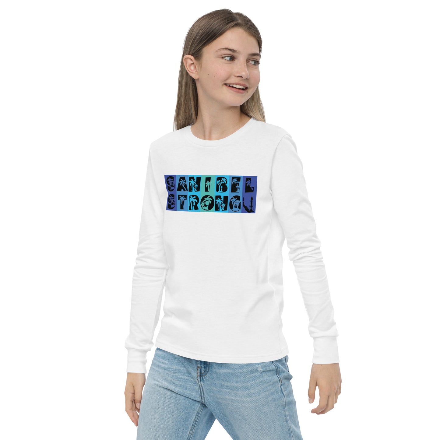 Sanibel Strong Youth Long Sleeve Shirt - Blue Design