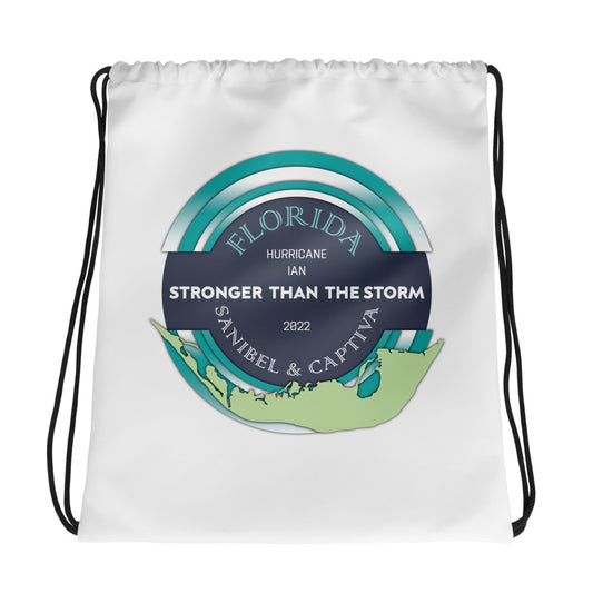 Sanibel Captiva Stronger Than The Storm Drawstring Bag