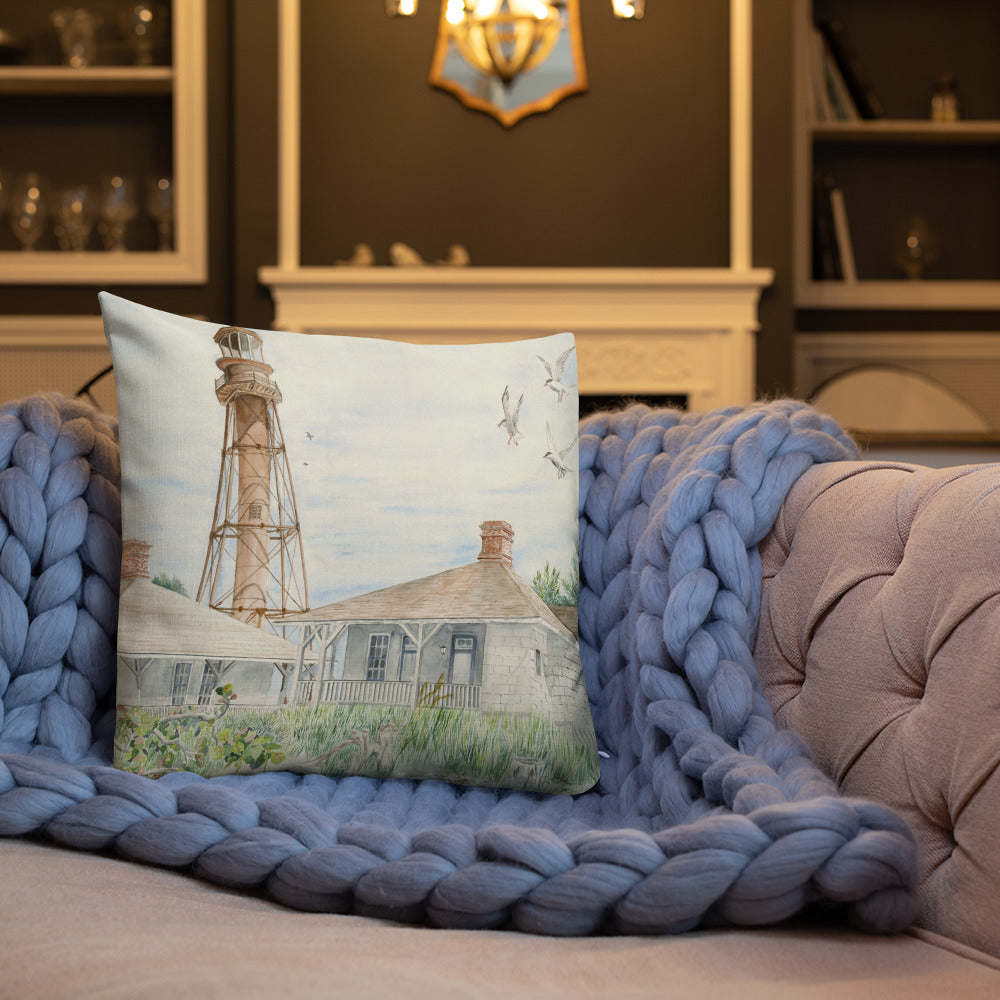Sanibel Lighthouse Three Gulls Premium Pillow