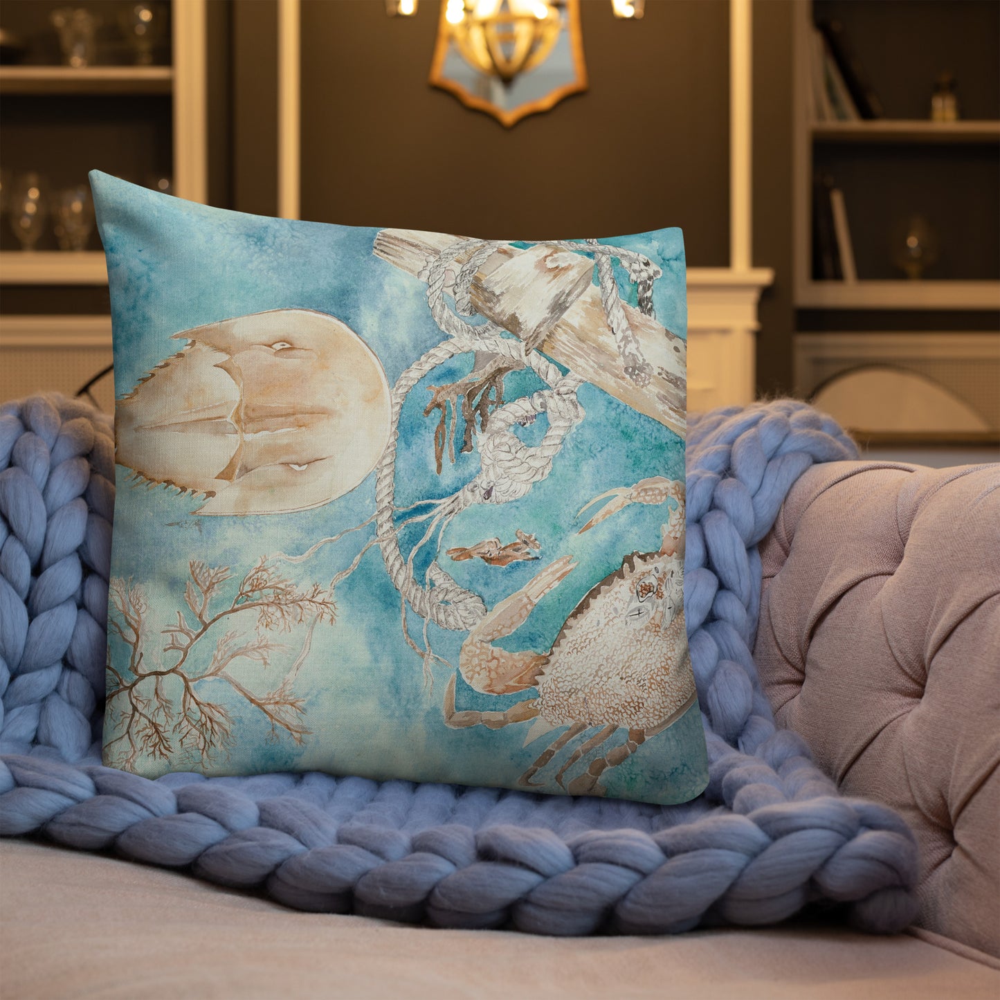 Sanibel Shallow Waters Watercolor Premium Pillow
