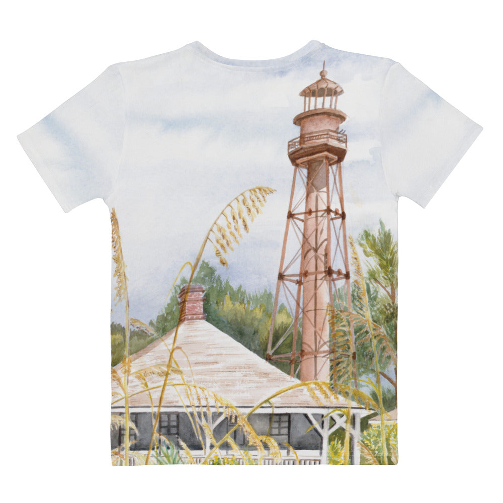 Sanibel Lighthouse Sea Oats Watercolor Women's Shirt