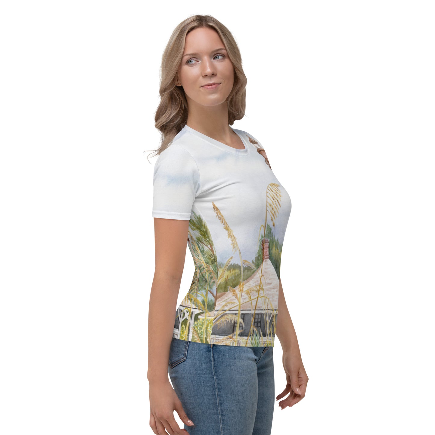 Sanibel Lighthouse Sea Oats Watercolor Women's Shirt
