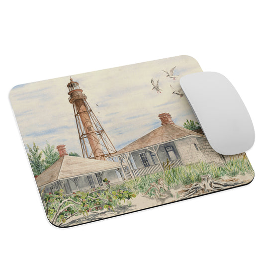 Sanibel Lighthouse Watercolor Mouse Pad