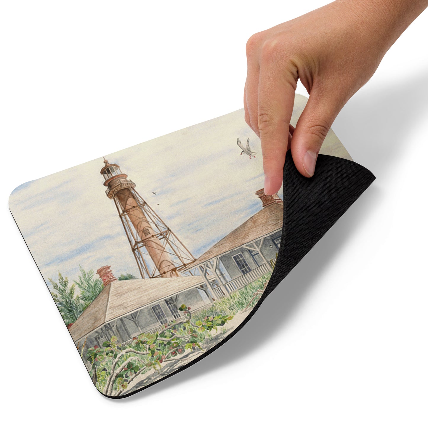 Sanibel Lighthouse Watercolor Mouse Pad