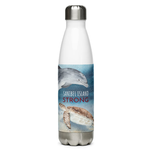Sanibel Strong - Watercolor Sea Life - Stainless Steel Water Bottle