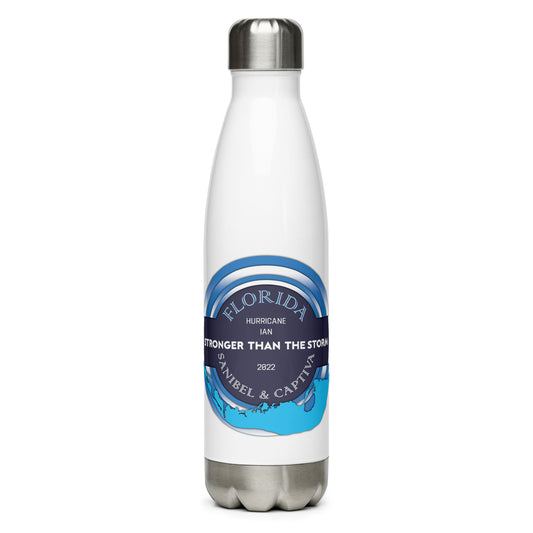 Sanibel Captiva Stronger Than The Storm Water Bottle - Blue Design