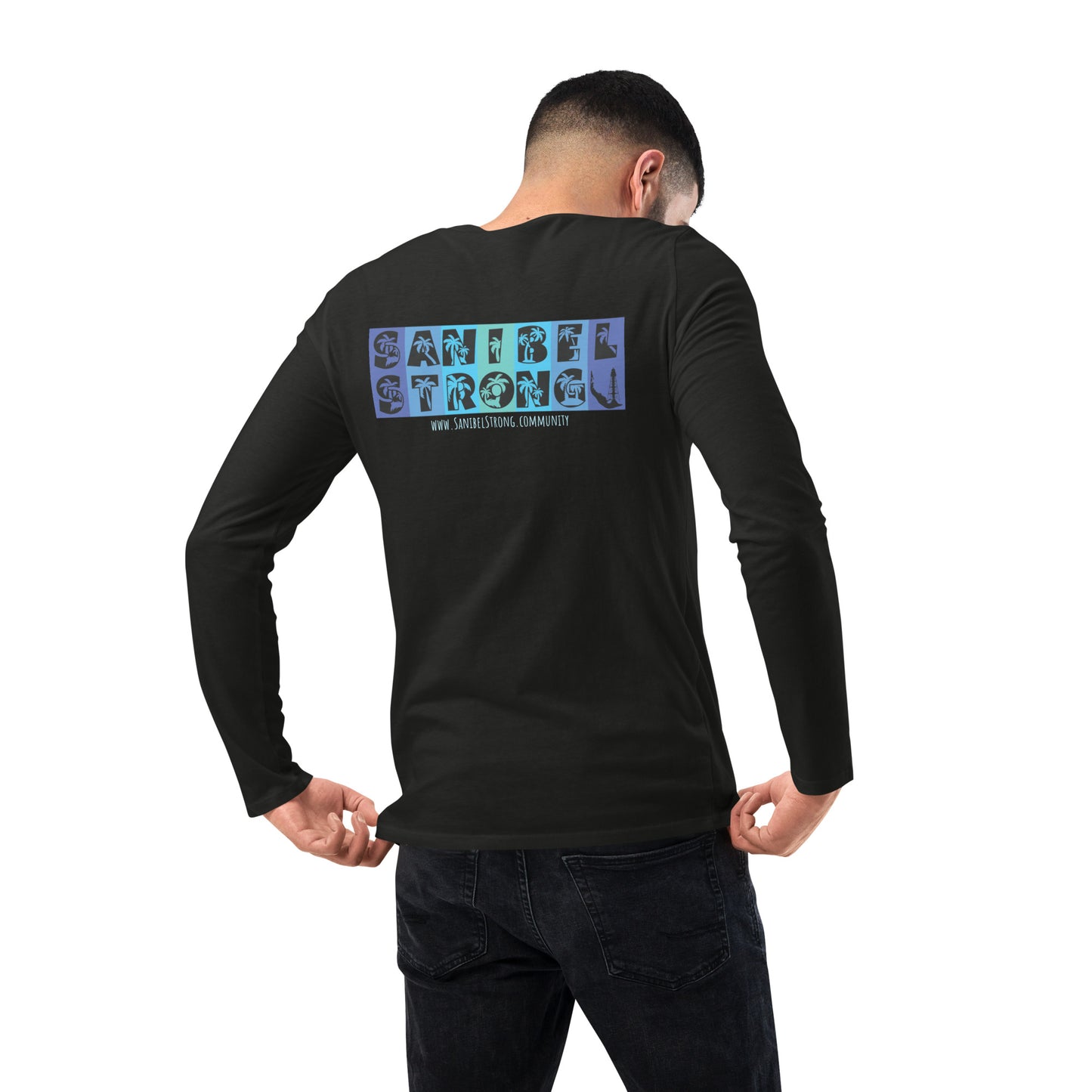 Sanibel Strong Long Sleeve Shirt - Palm Tree Lettering (2 sided design)