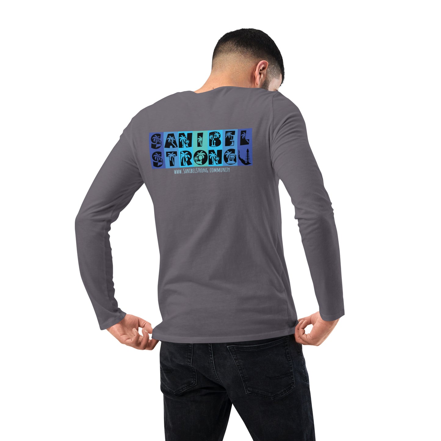 Sanibel Strong Long Sleeve Shirt - Palm Tree Lettering (2 sided design)