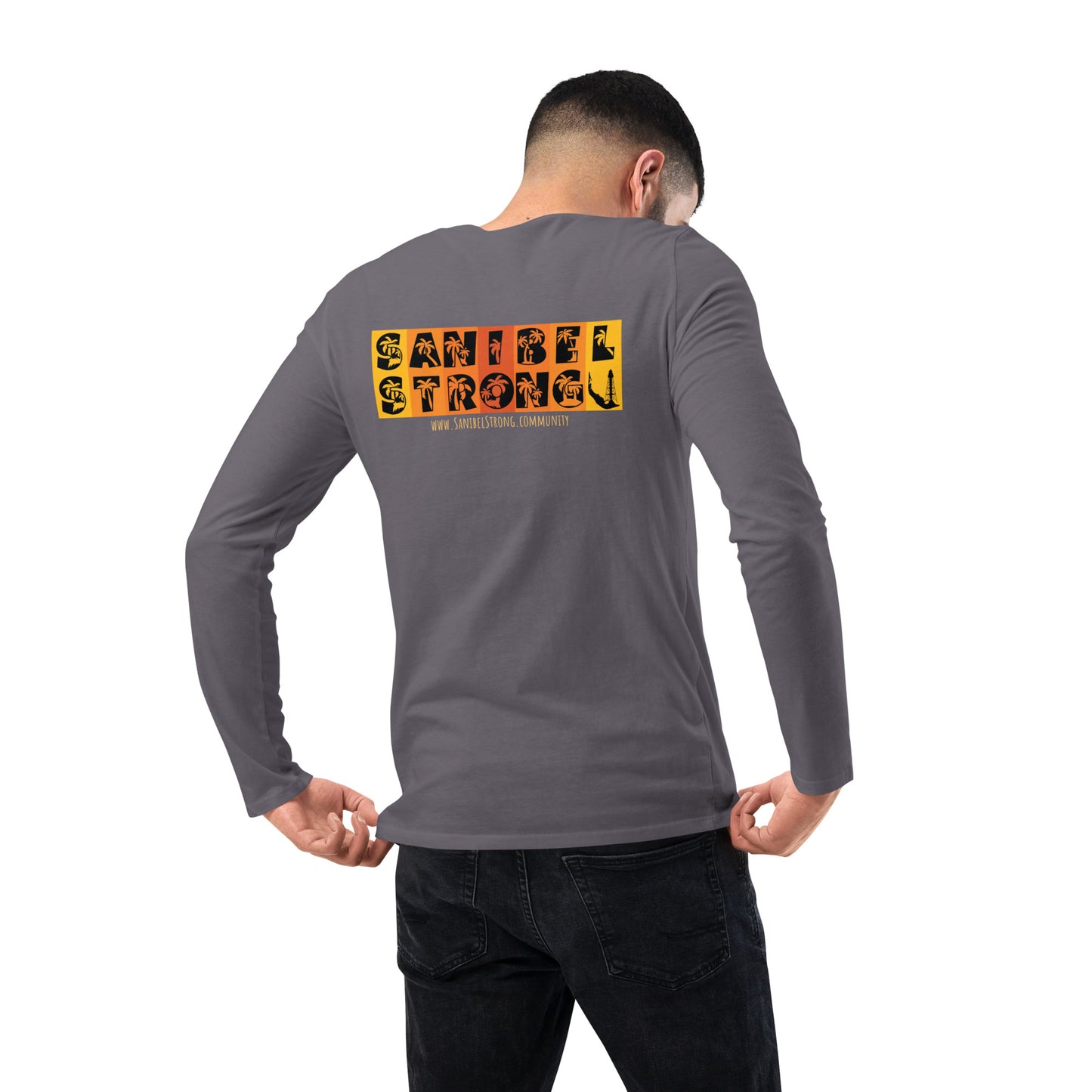 Sanibel Strong Long Sleeve Shirt - Palm Tree Lettering (2 sided design)