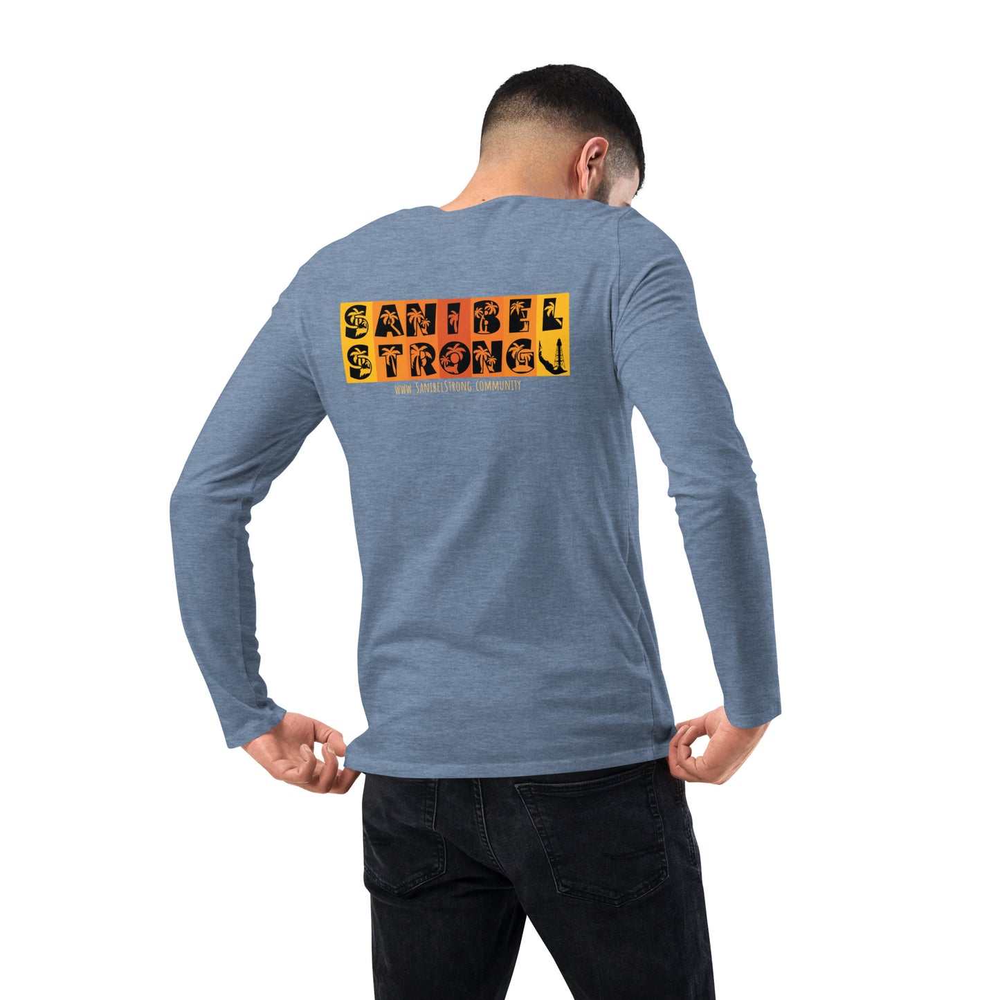 Sanibel Strong Long Sleeve Shirt - Palm Tree Lettering (2 sided design)
