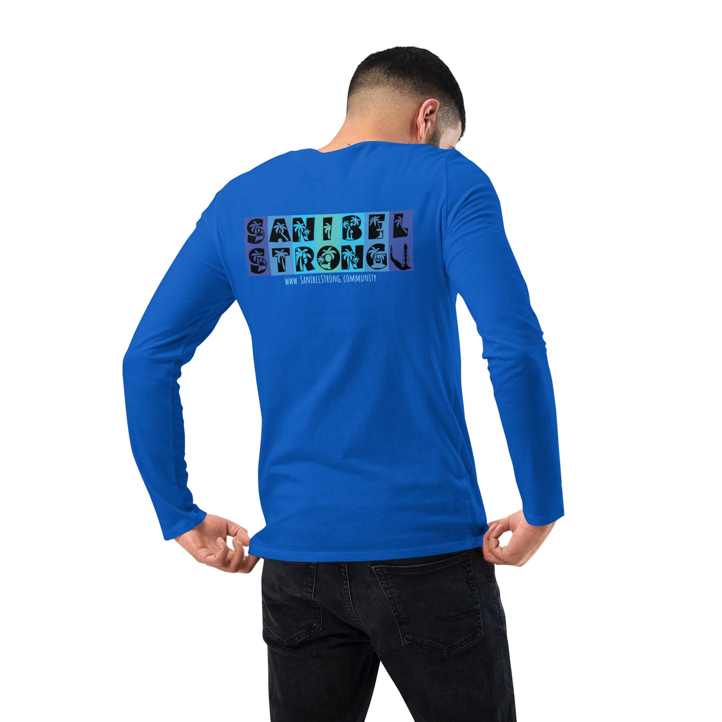 Sanibel Strong Long Sleeve Shirt - Palm Tree Lettering (2 sided design)