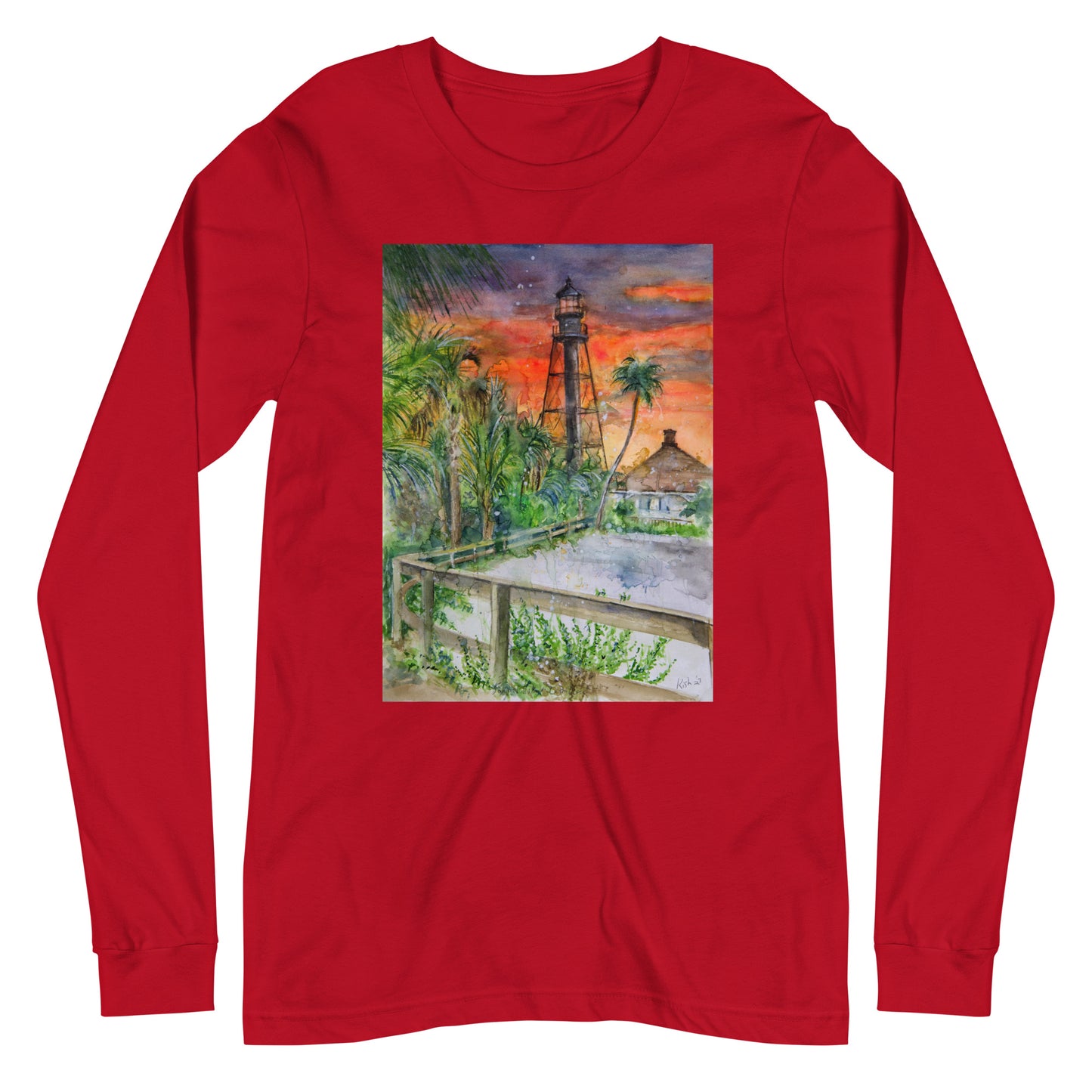 Sanibel Lighthouse Scott Kish Watercolor Unisex Long Sleeve Shirt