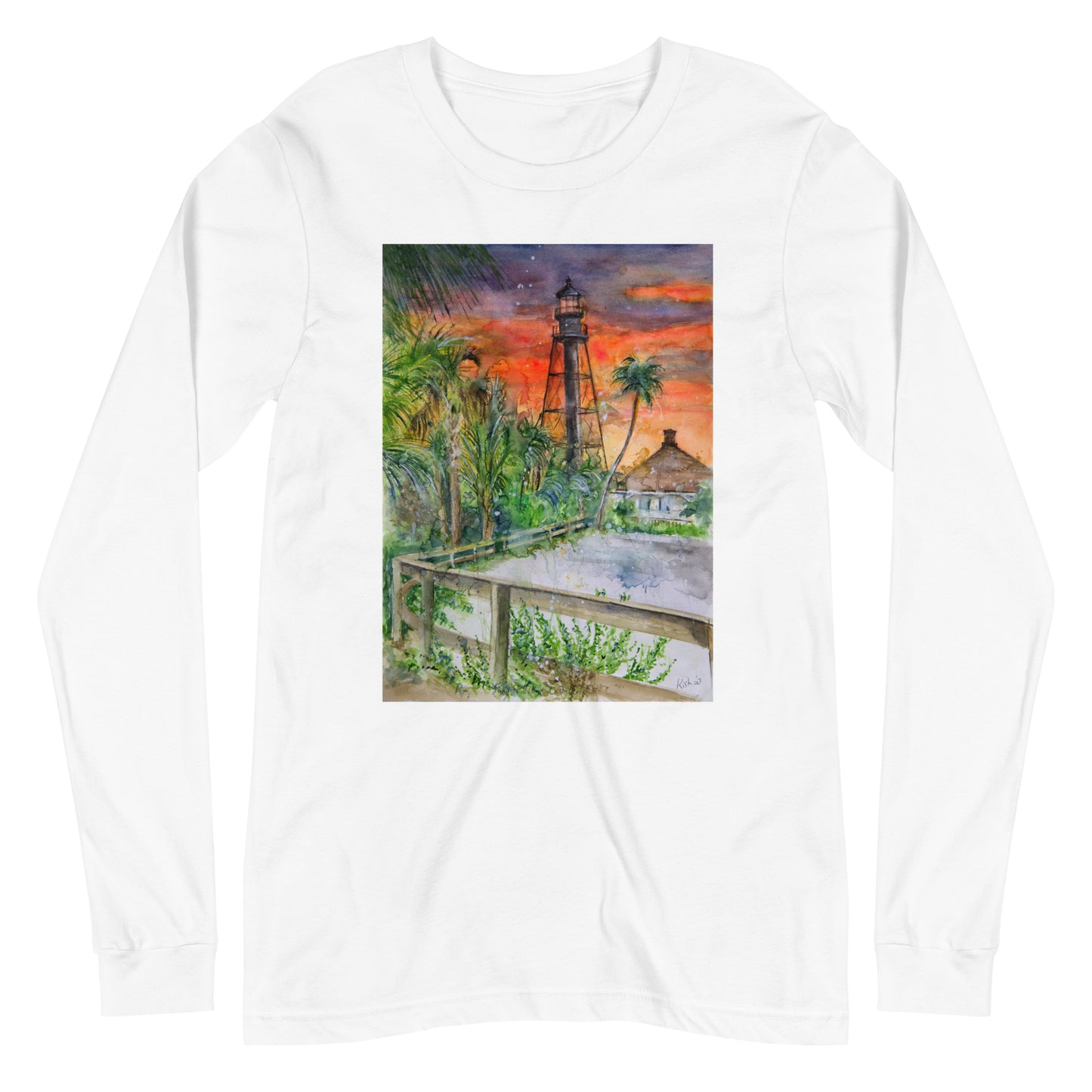 Sanibel Lighthouse Scott Kish Watercolor Unisex Long Sleeve Shirt