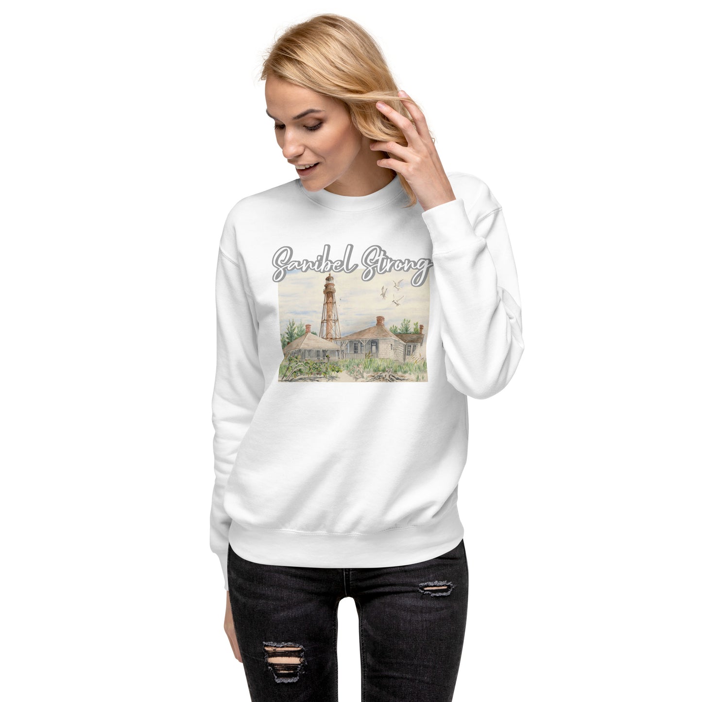 Sanibel Strong Lighthouse Watercolor Unisex Sweatshirt