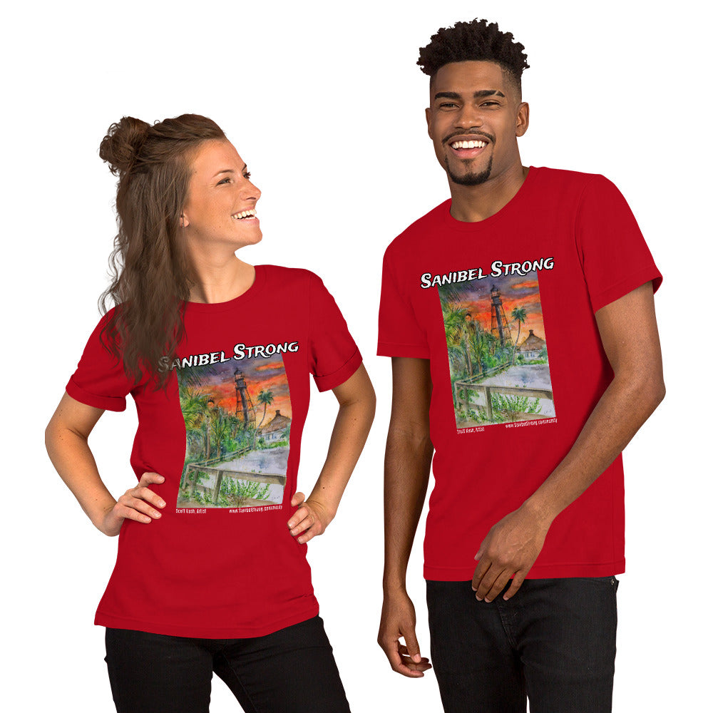 Sanibel Strong Scott Kish Watercolor Lighthouse Unisex T-Shirt