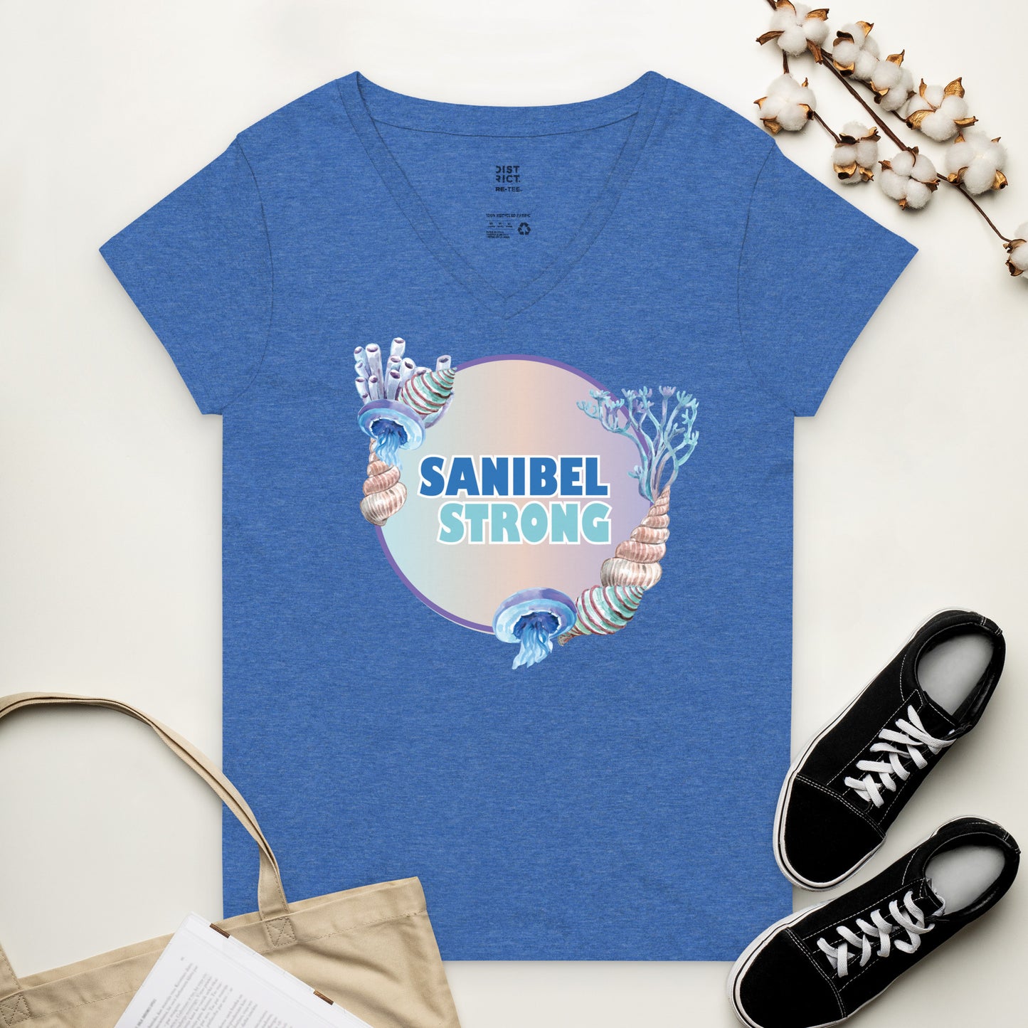 Sanibel Strong - Seashells - Women’s Recycled V-neck T-shirt