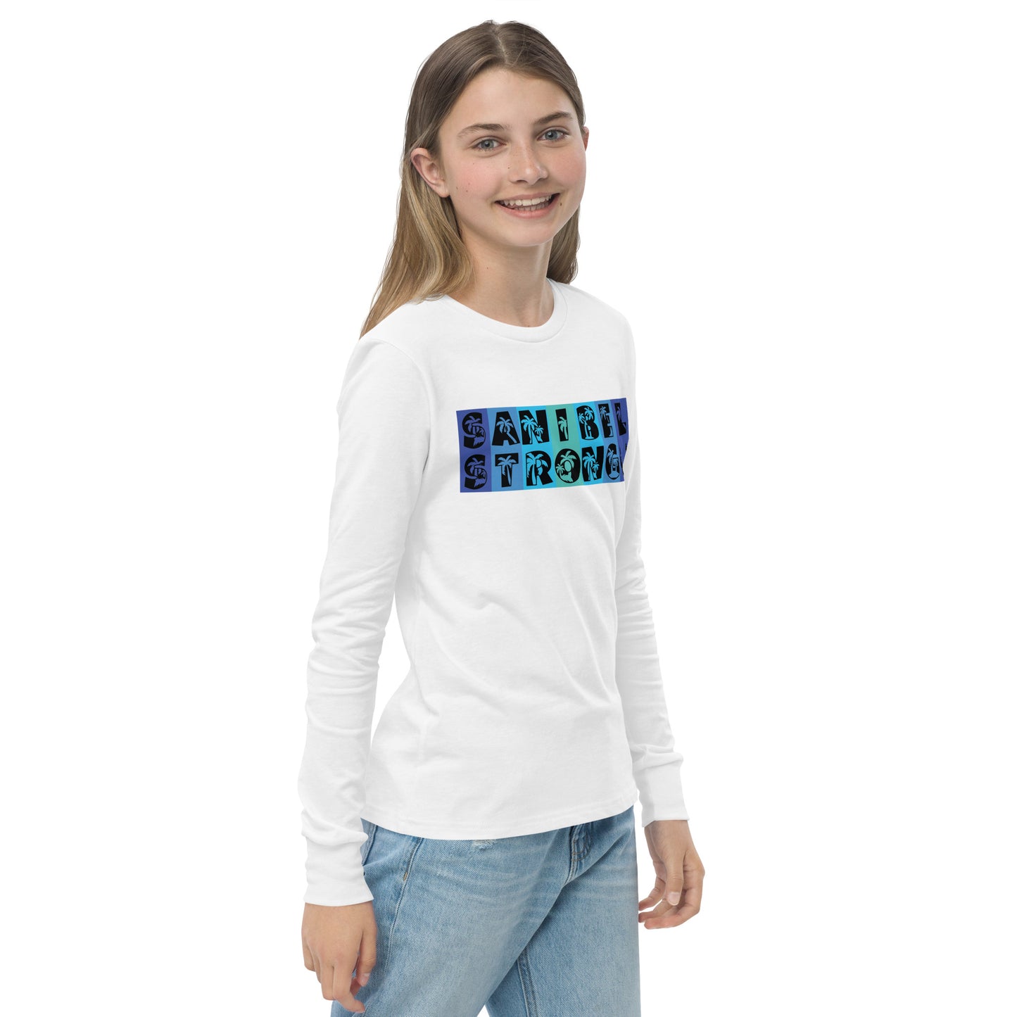 Sanibel Strong Youth Long Sleeve Shirt - Blue Design